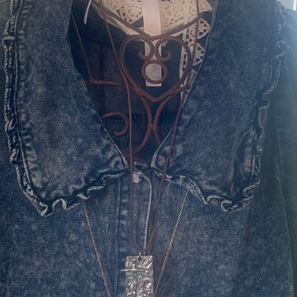 Stone Washed Denim Pearl Button Dress Size S w/ Pockets! - Picture 2 of 7